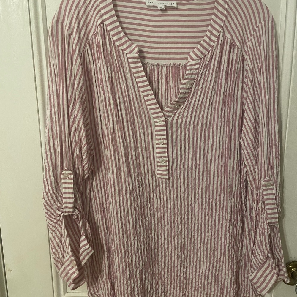 Red Relaxed Mandarin Collar Tunic